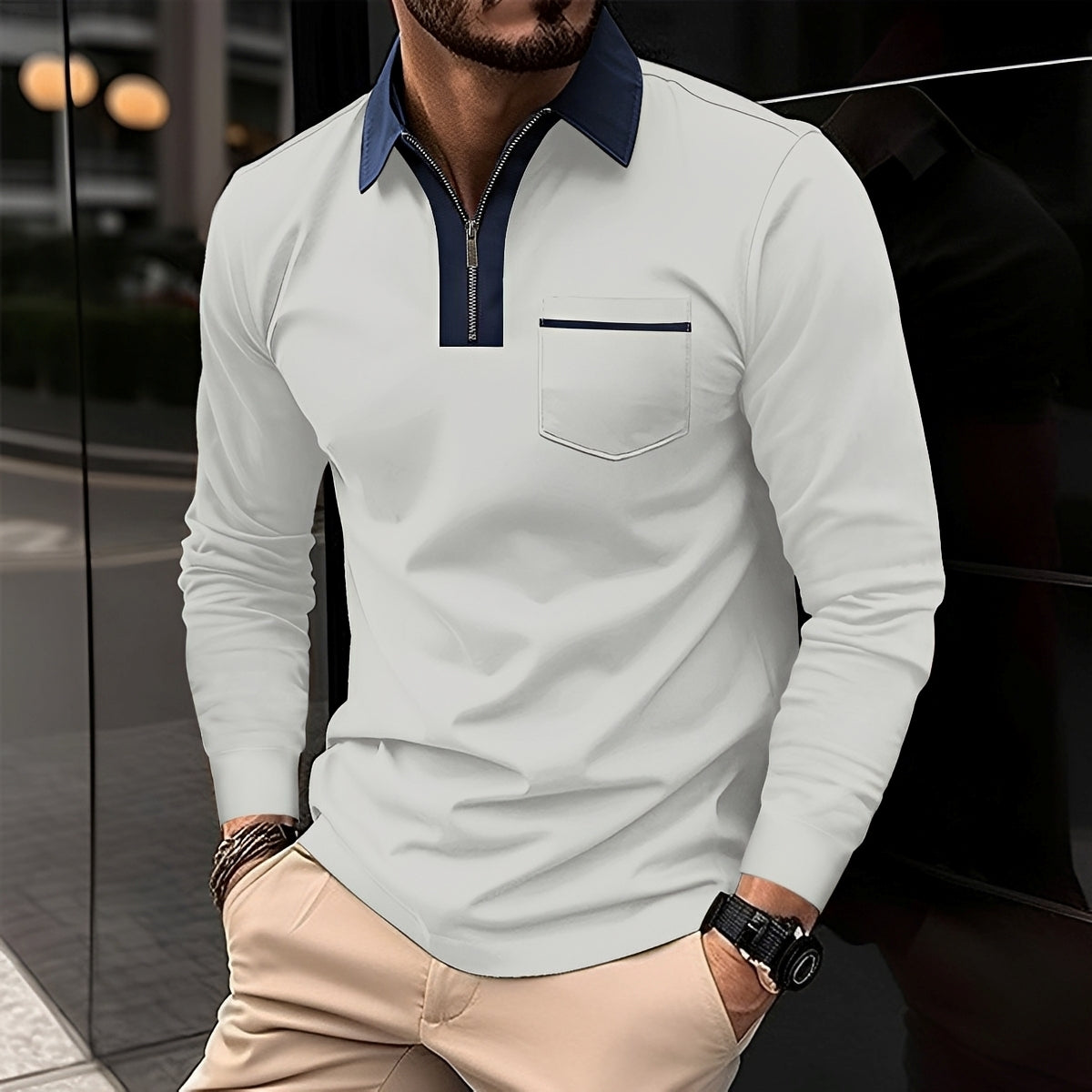 Jackson - Polo à Manches Longues Homme - pour Tenue Décontractée