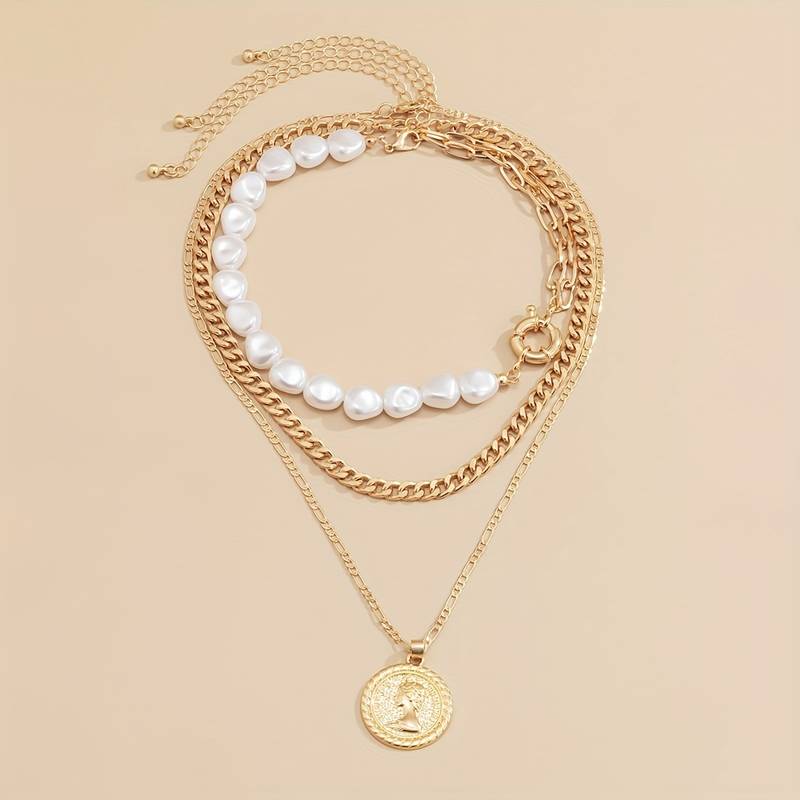 Collier de perles et pendentif vintage - 3pcs pendentifs et collier de perles