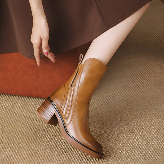 Pamella - Bottes en cuir classiques pour femme à la cheville