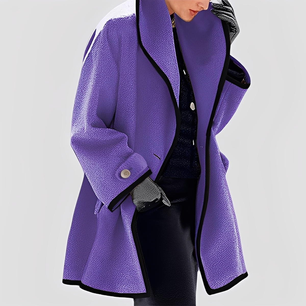Abigale - Stylish wool overcoat with hood for women