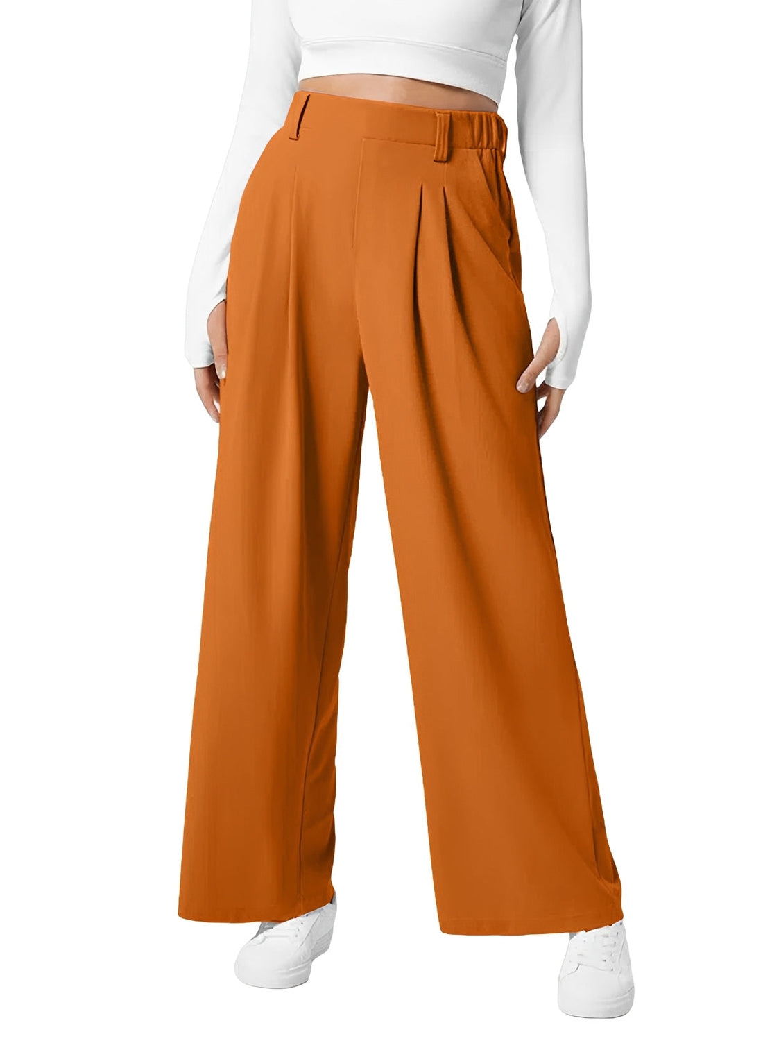 Kyla - Pantalon Large Taille Haute Élastique