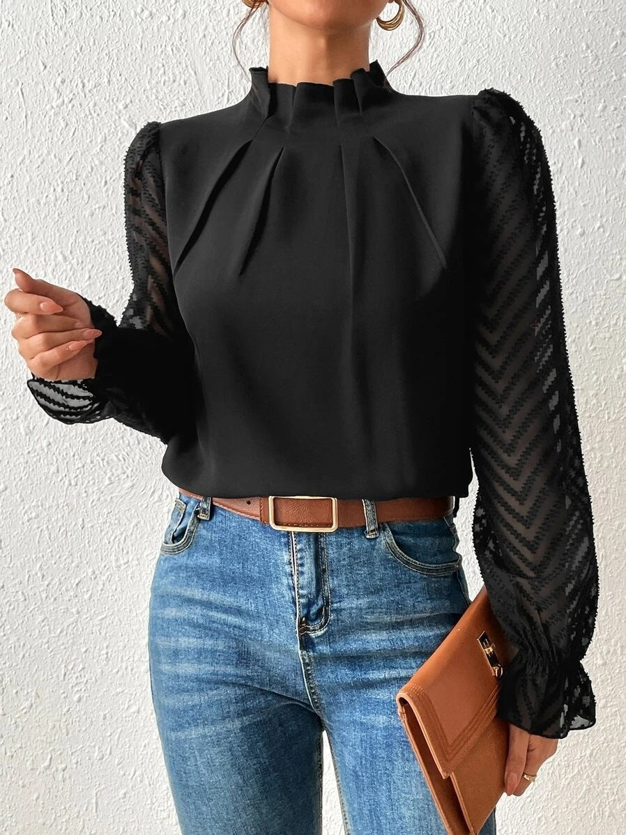 Cassandra - Blouse en tissu léger à manches longues pour femmes