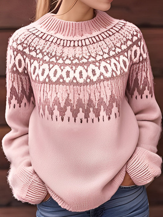 Lorine - Warm sweater with elegant pattern for women