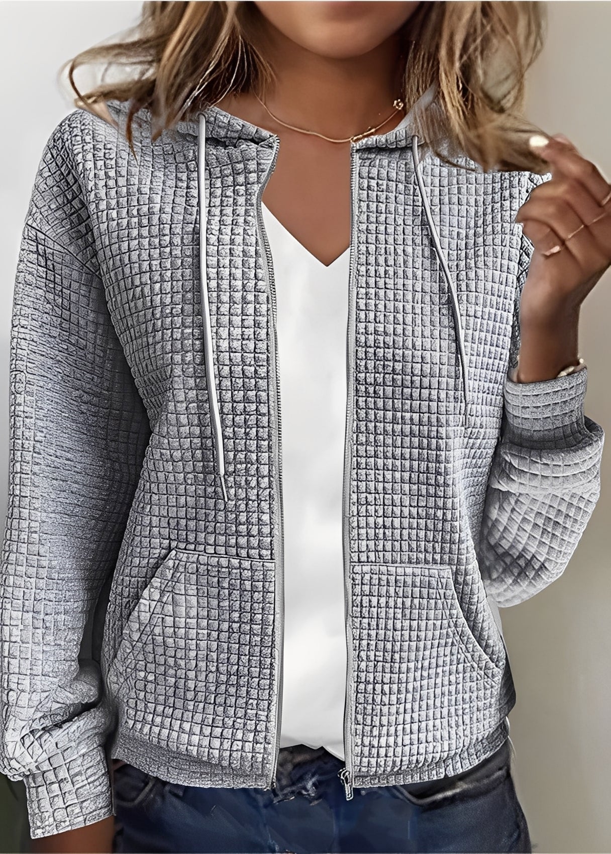 Katherine - Cardigan élégant avec capuche et poches pour femmes