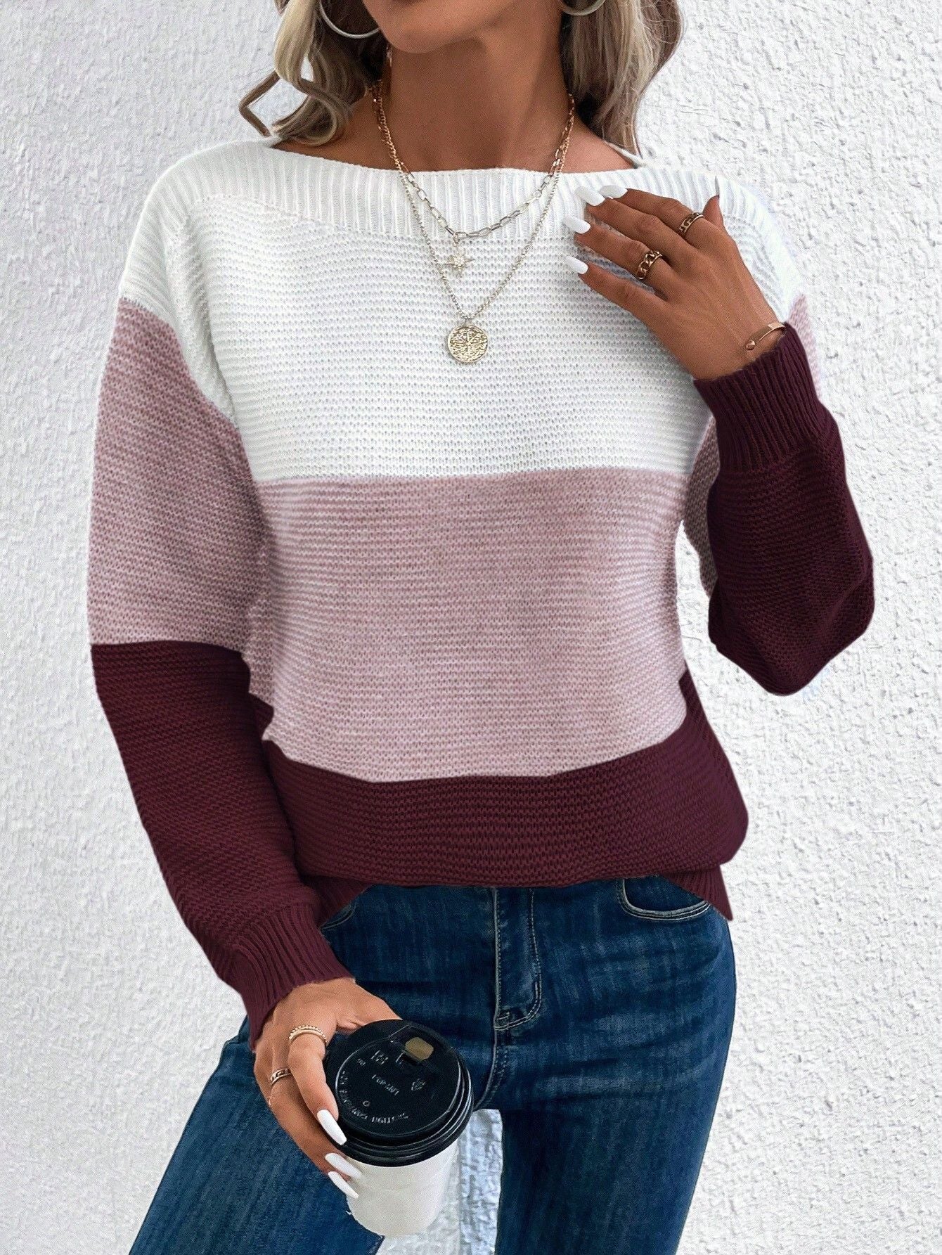 Muriel - Pull chic à rayures trois couleurs pour femmes
