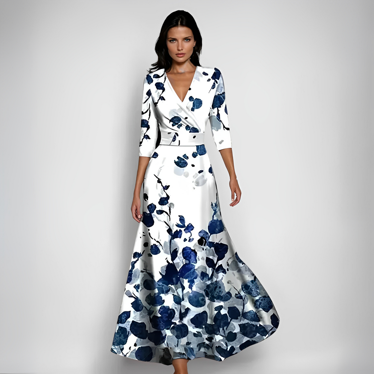 Delores - Robe maxi à motif floral et manches longues