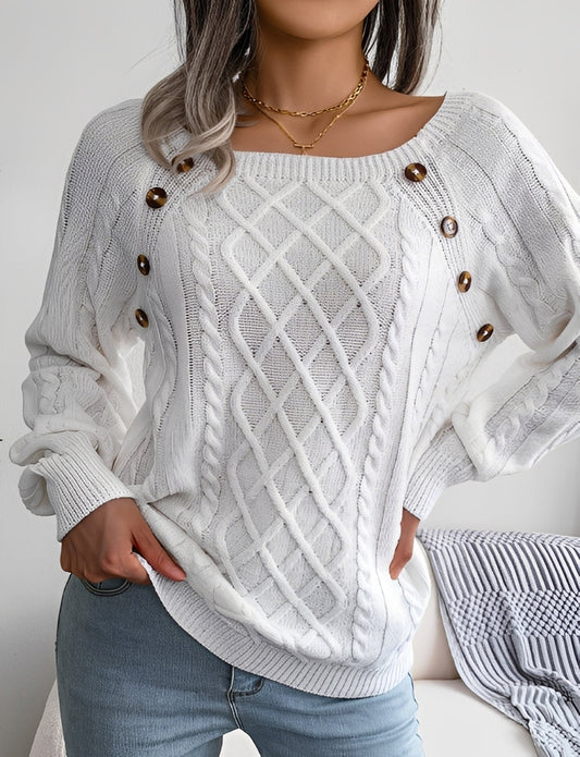 Sally - Elegant knitted sweater with buttons for women