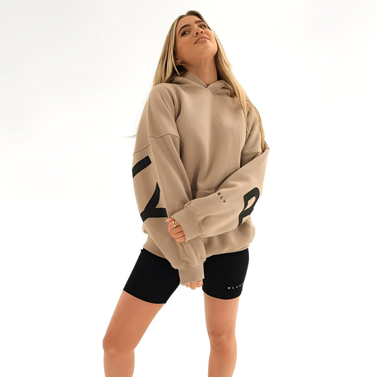 Angeline - Thick hooded sweatshirt with modern pattern for women