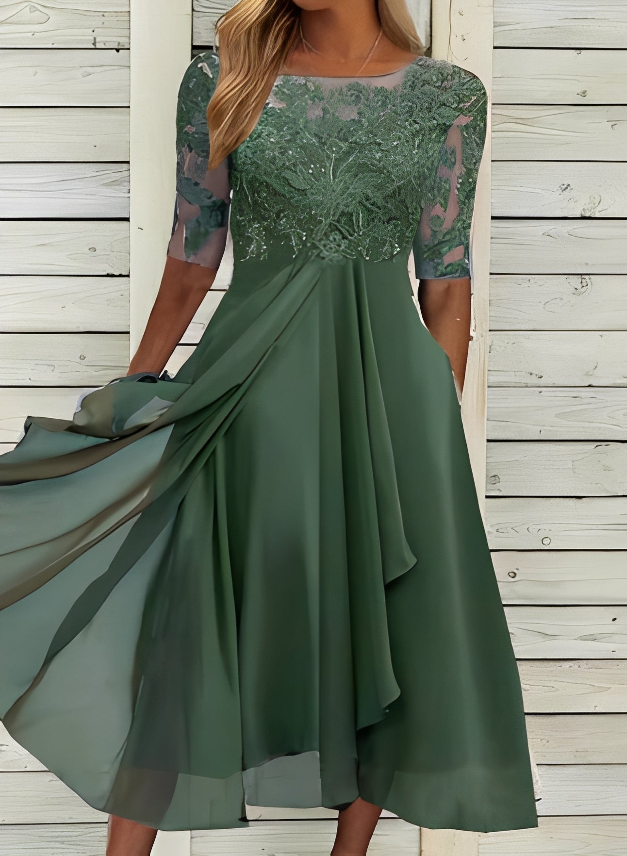 Lena – Robe midi pour femmes – Confortable et élégante