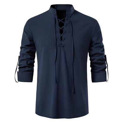 Josué - Chemise chic à col en V avec dentelle pour homme