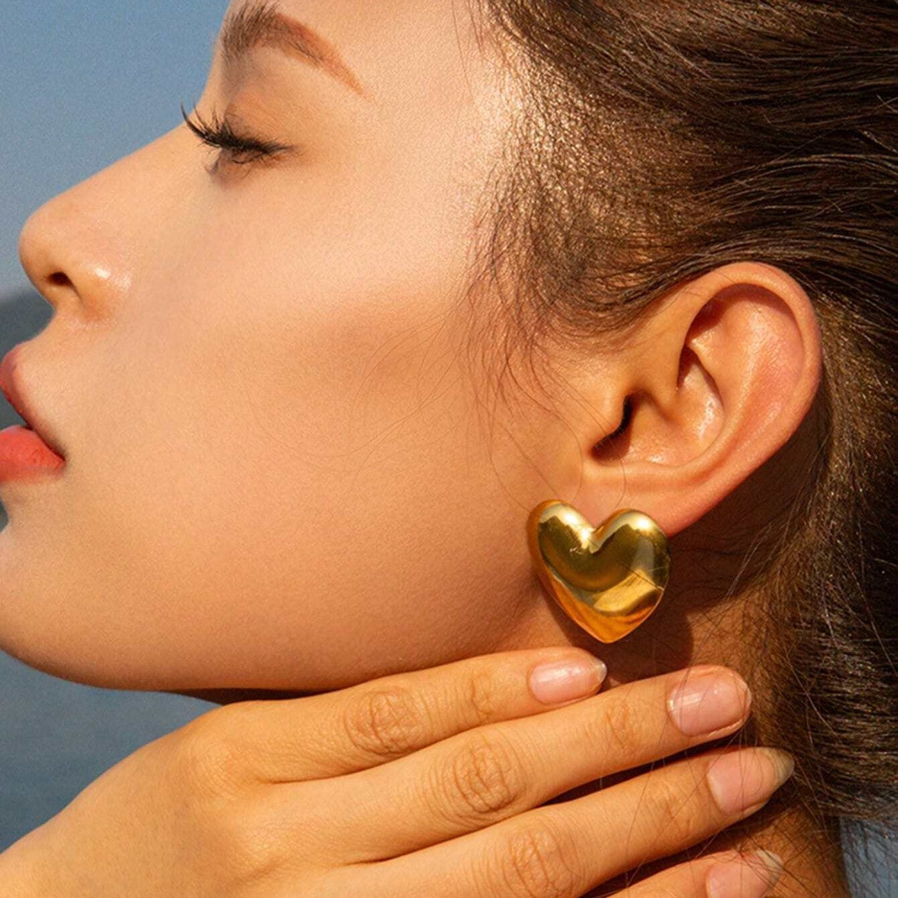 Grandes boucles d'oreilles en forme de cœur