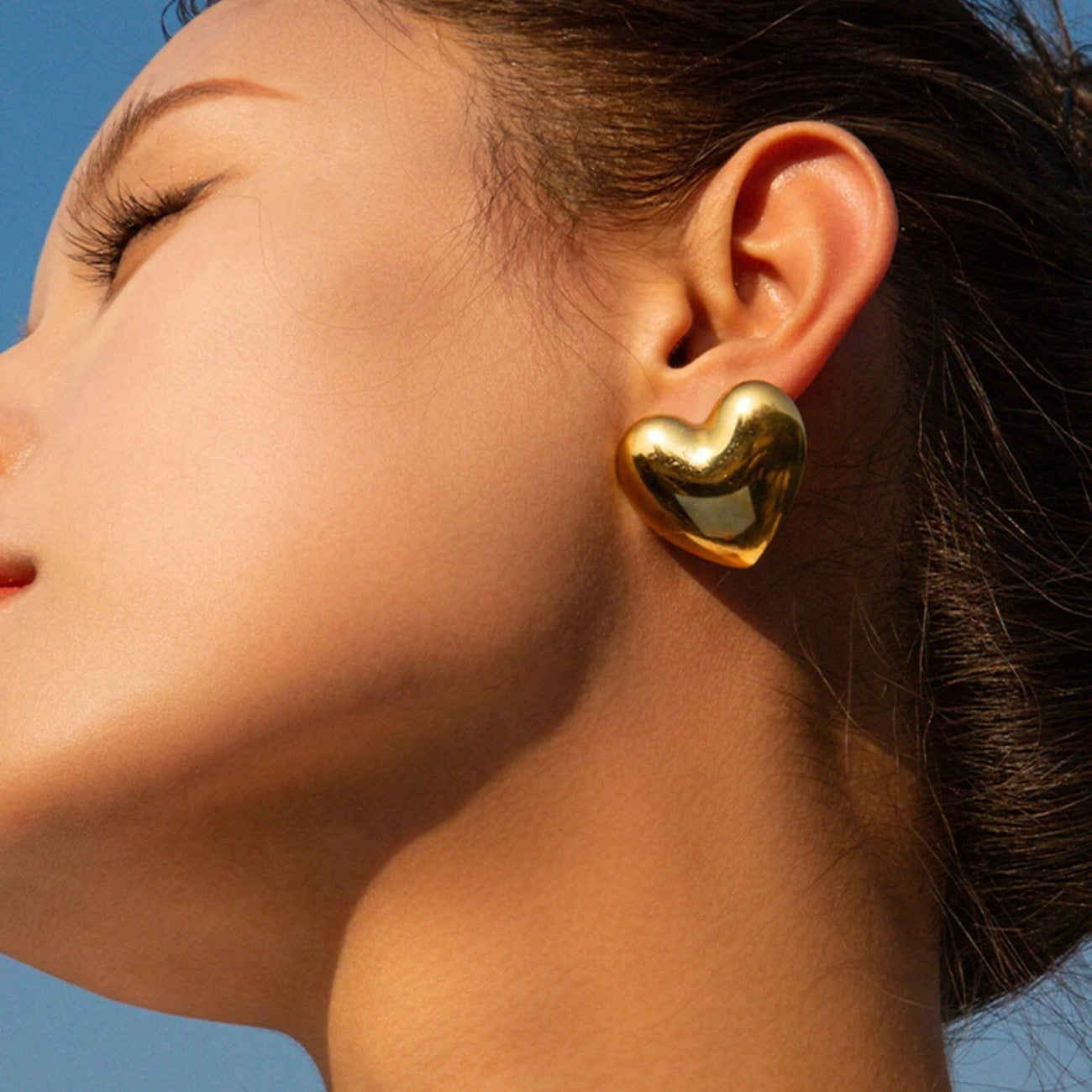 Grandes boucles d'oreilles en forme de cœur