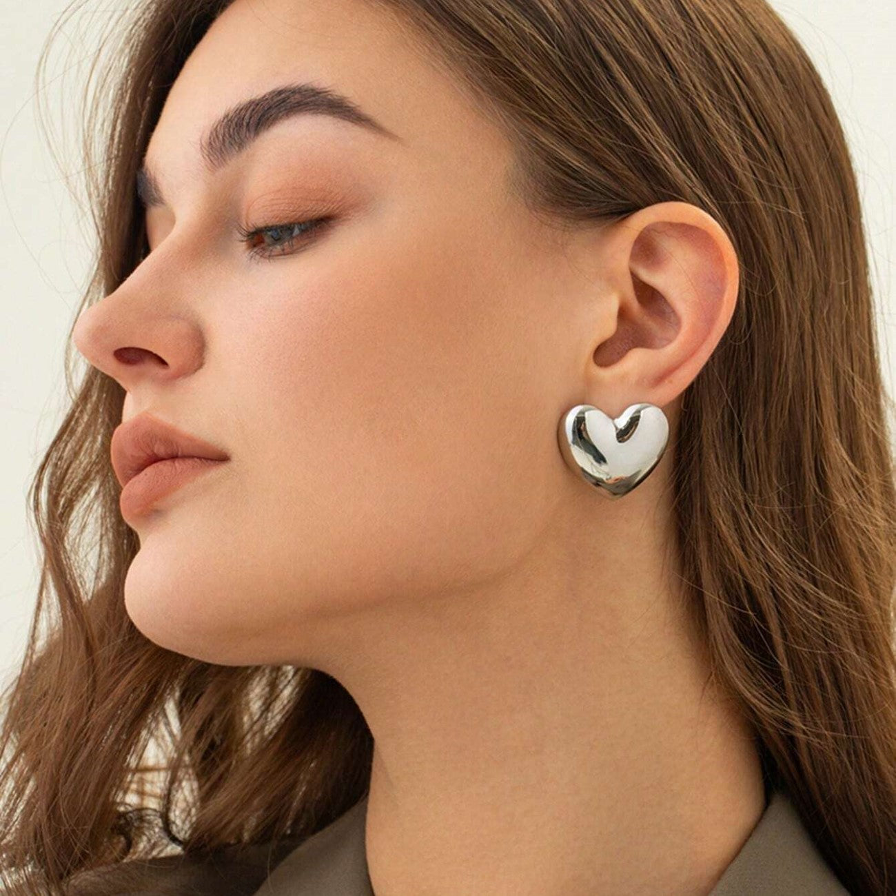 Grandes boucles d'oreilles en forme de cœur