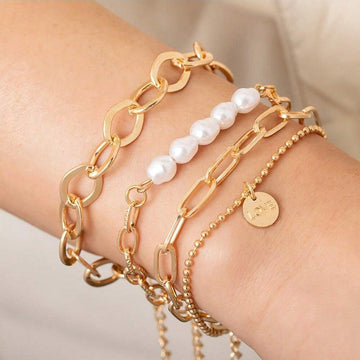 Ensemble de bracelet de perles dorées de 3 pièces - grand ensemble de chaînes