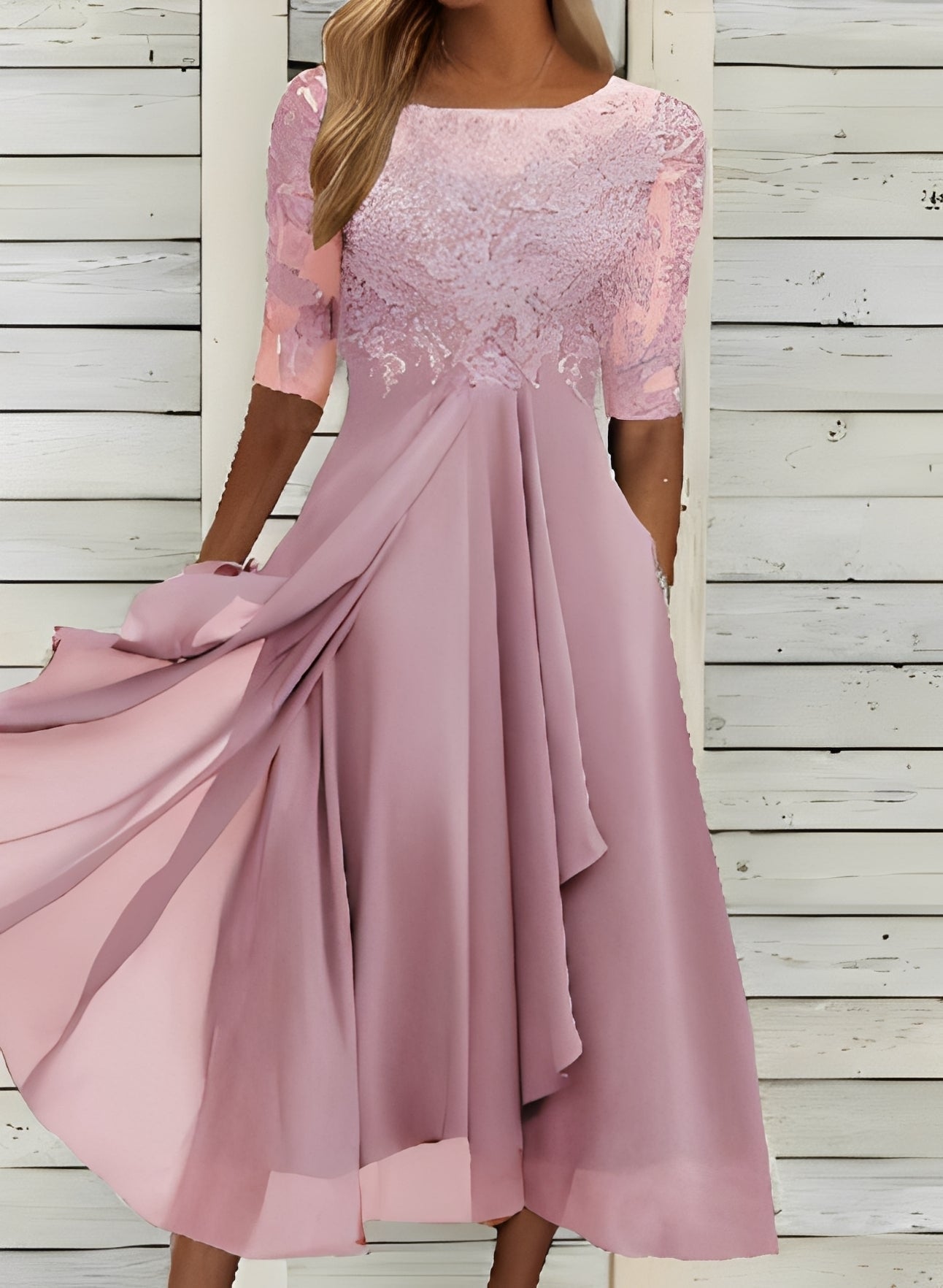 Lena – Robe midi pour femmes – Confortable et élégante