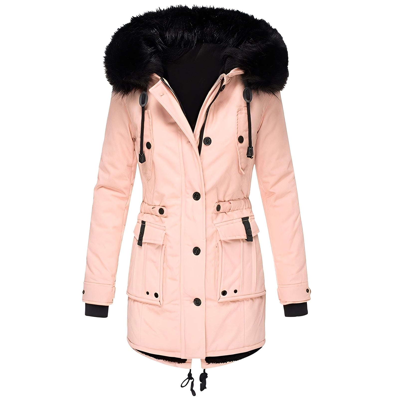 Elsie - Manteau épais avec capuche et intérieur en polaire pour femmes
