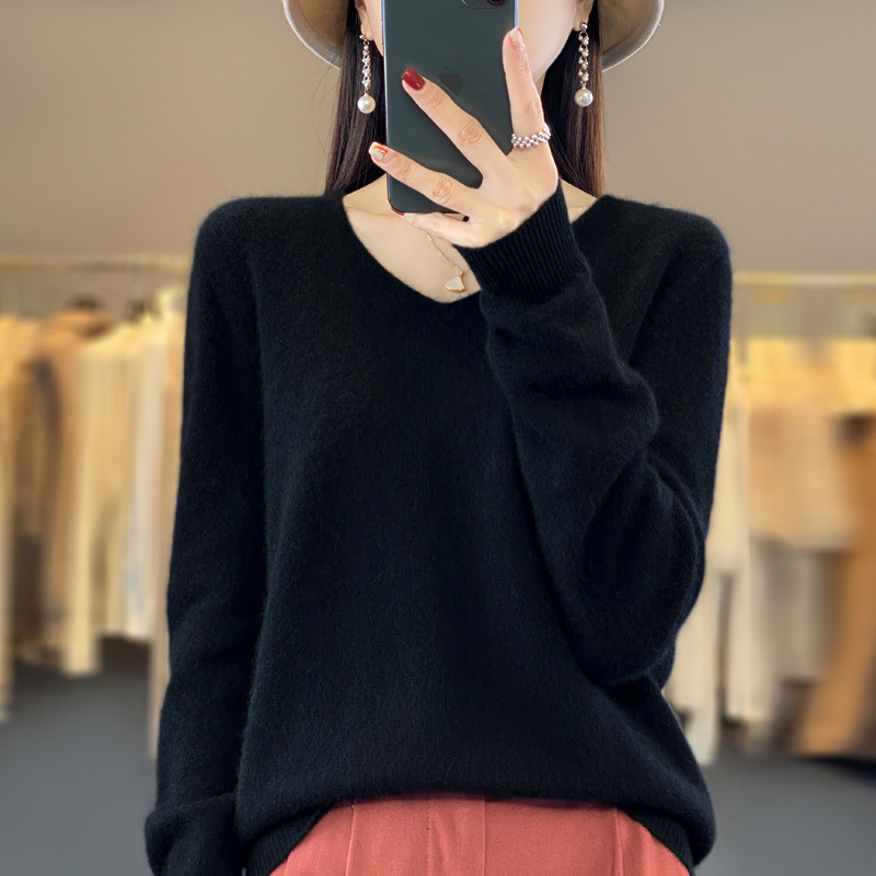 Eliana - Pull chaud à col en V et coupe ample