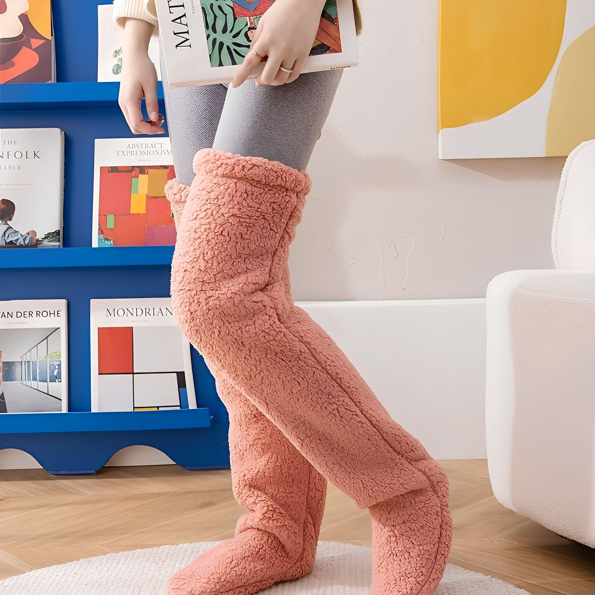 Camellia - Chaussettes d'hiver chaudes au-dessus du genou pour femmes