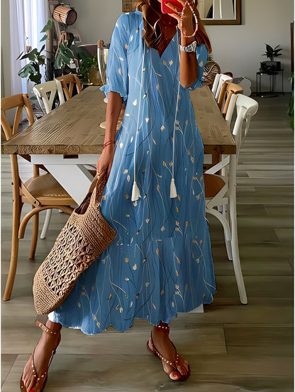 Domitille - Robe chic avec col en V ample pour femme