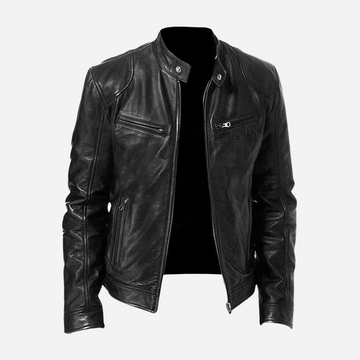 Norris - Blouson en cuir casual à coupe slim pour hommes