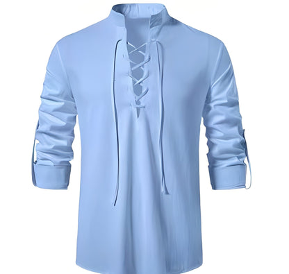 Josué - Chemise chic à col en V avec dentelle pour homme