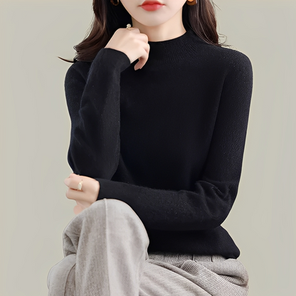 Martine - Wool sweaters with a fitted cut and high collar for women
