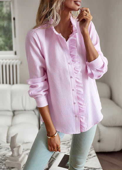 Claudia - Elegant long-sleeved blouse with ruffles for women