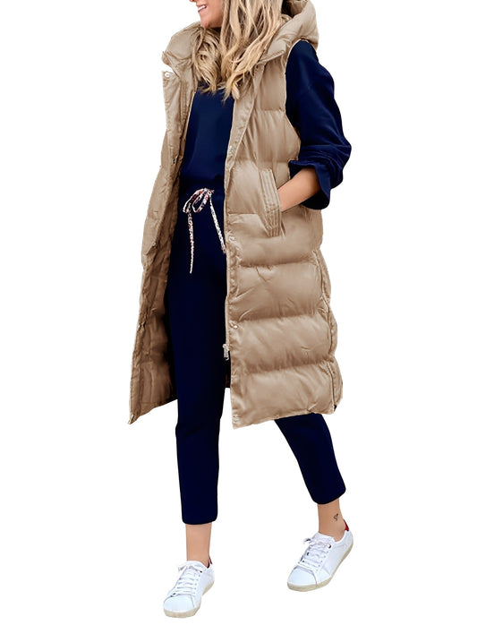 Amilia - Élégant manteau-veste long sans manches pour femmes