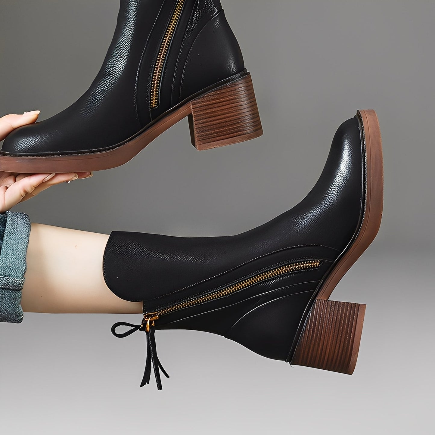 Pamella - Bottes en cuir classiques pour femme à la cheville