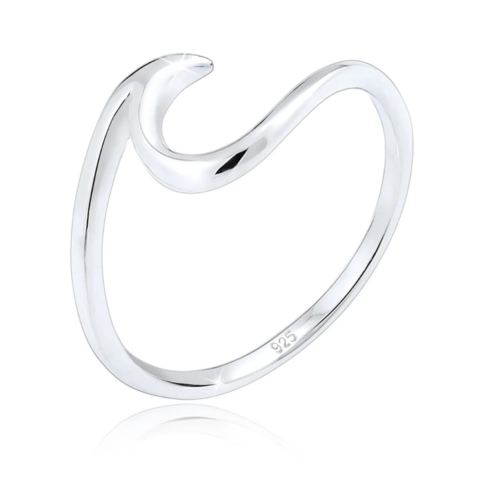 Bague minimaliste en forme de vague de mer - bague en argent en forme de vague