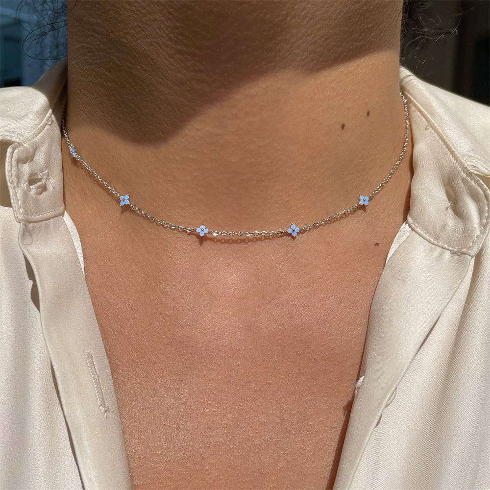 Fleur de trèfle CZ - Collier incrusté