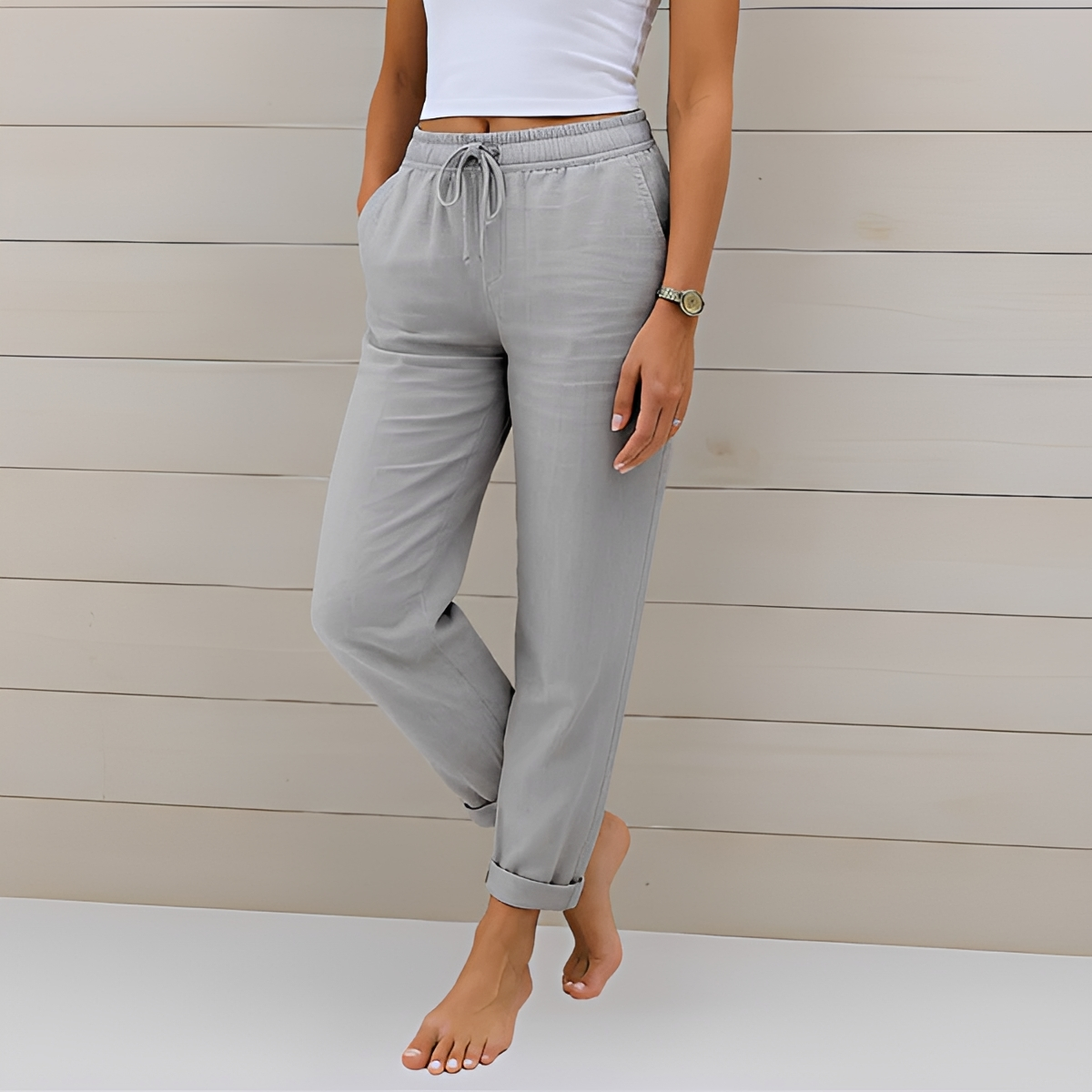 Audrey - Pantalon Décontracté à Cordon