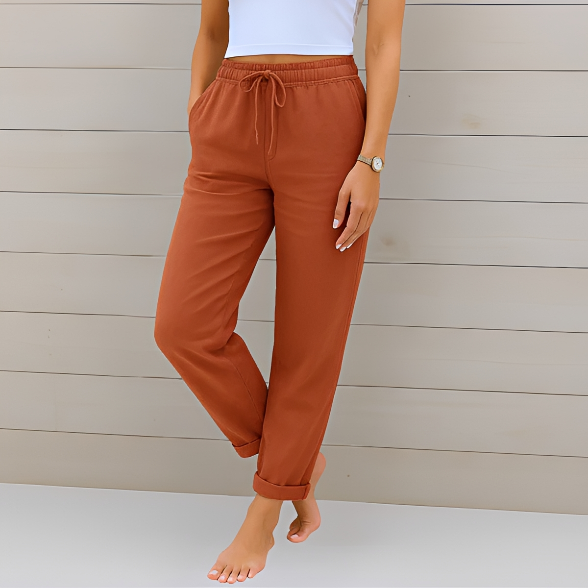 Audrey - Pantalon Décontracté à Cordon