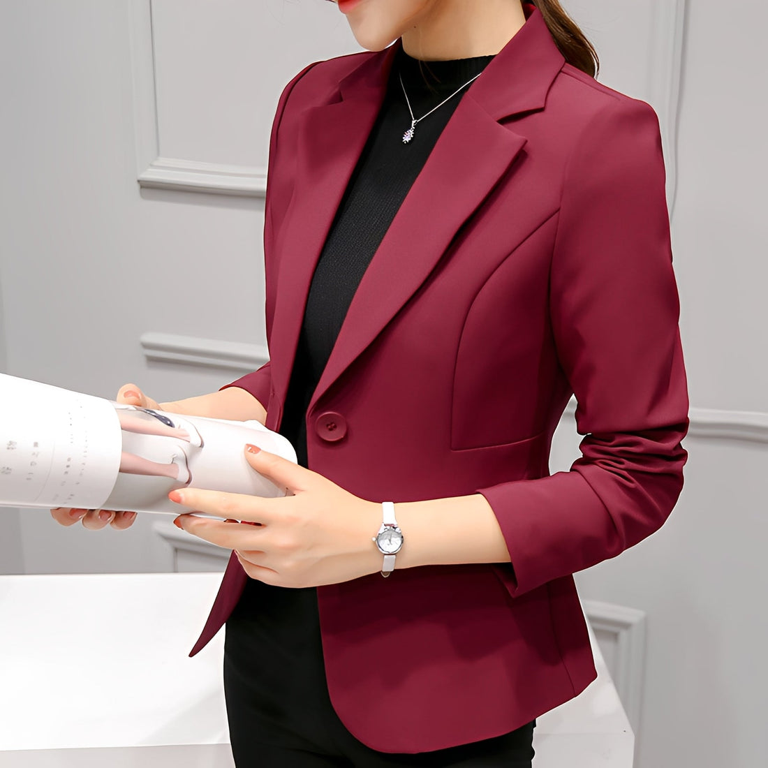 Lindy – Blazer Élégant à Bouton Unique pour Femme