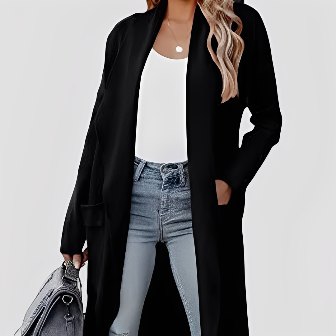 Chantal - Long cardigan en tweed décontracté pour femmes