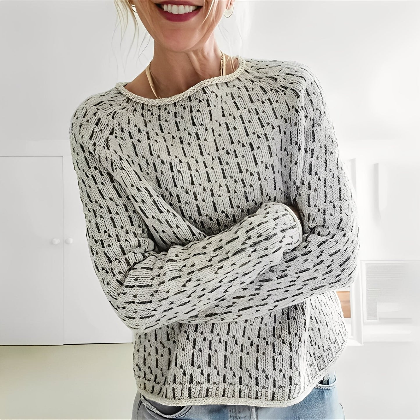 Lucrèce - Lockerer Strickpullover mit Bootsausschnitt für Damen