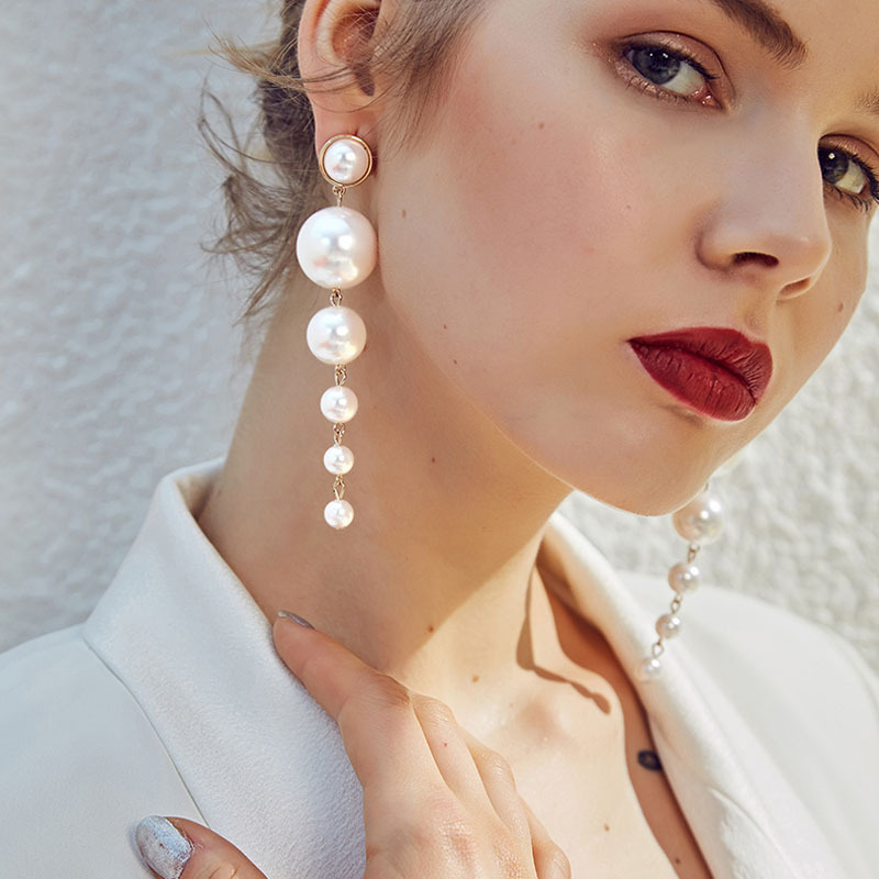 Boucles d'oreilles Perles Cascade - Boucles d'oreilles longues en perles