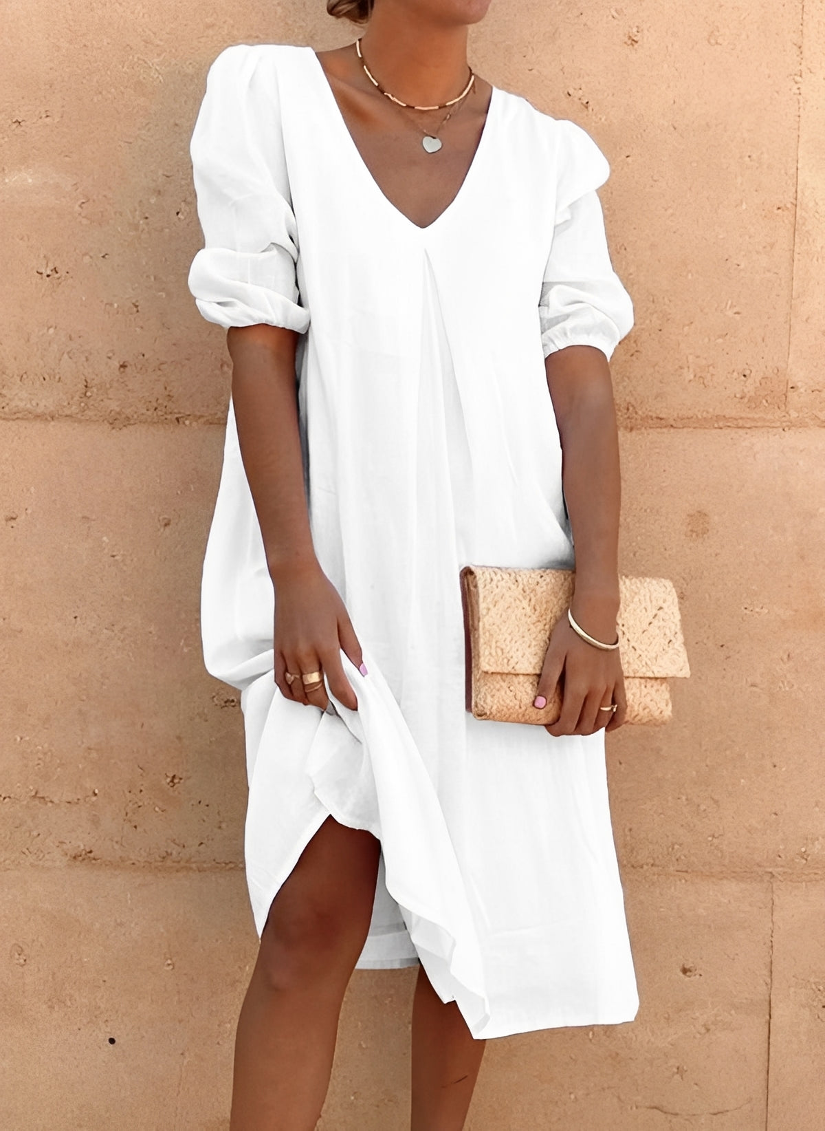 Nancy - Robe midi décontractée et ample pour femmes