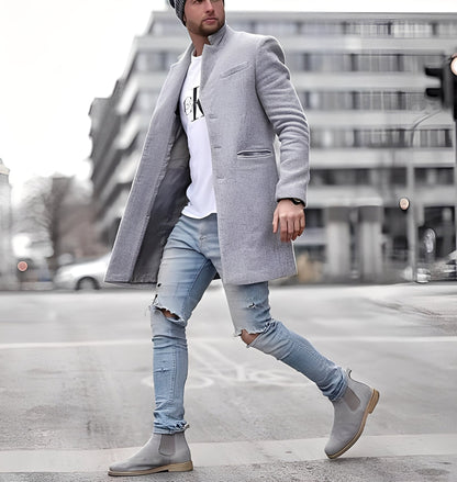 Cordell - Long manteau en laine décontracté pour homme