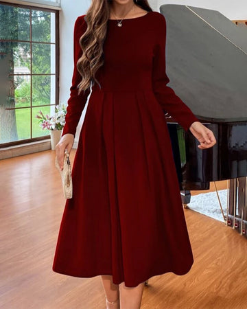 Aveline - Robe Colorée à Manches Longues et Col Rond