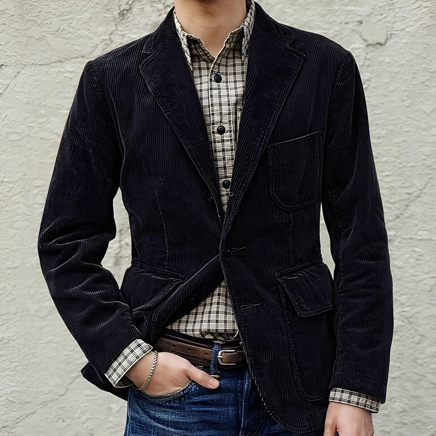 Dalton - Blazer décontracté en laine avec poches pour homme