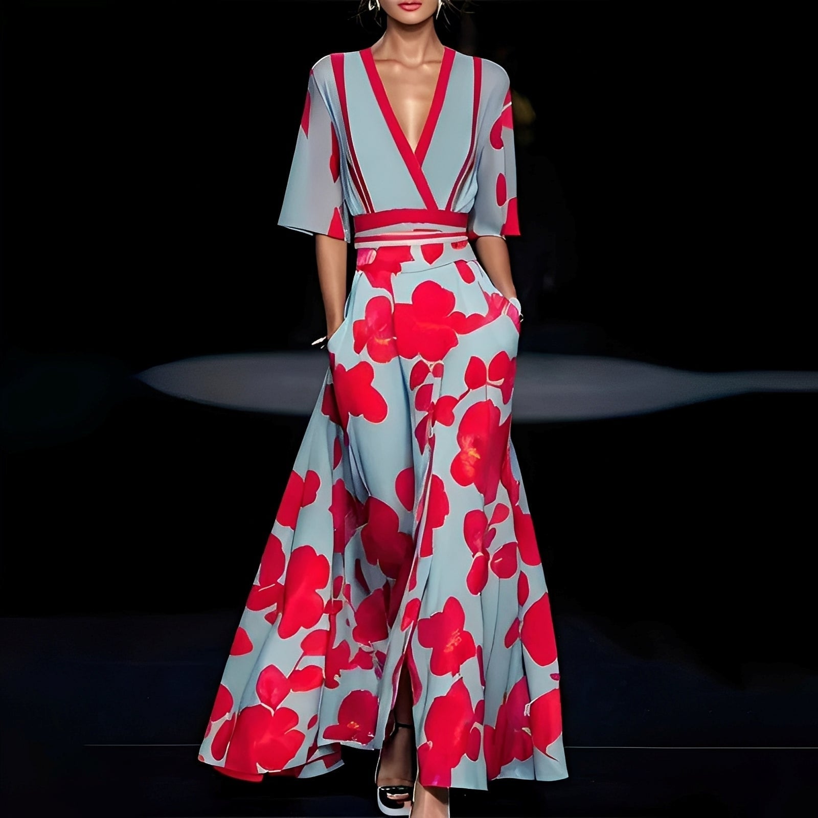 Debora - Robe longue à motif floral pour femme