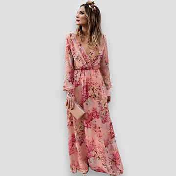 Elanisse - Robe Maxi Élégante à Col en V