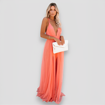 Lidia - Robe Élégante Maxi à Col V