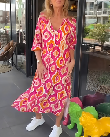 Rachael - Robe Midi Chic à Encolure en V