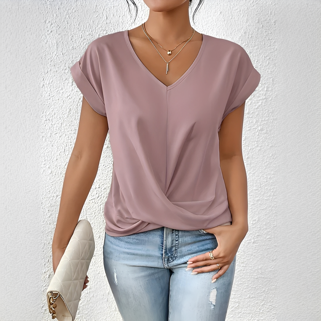Velanie - T-Shirt Décontracté à Col V