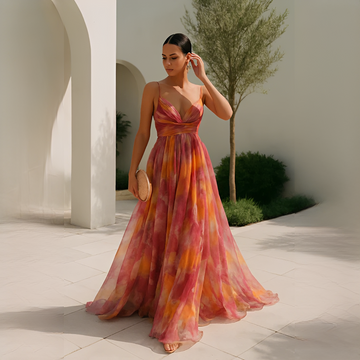 Gardania - Robe longue à motif floral pour femmes