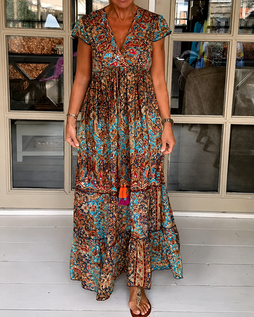 Calneshia - Robe Maxi Chic à Encolure en V