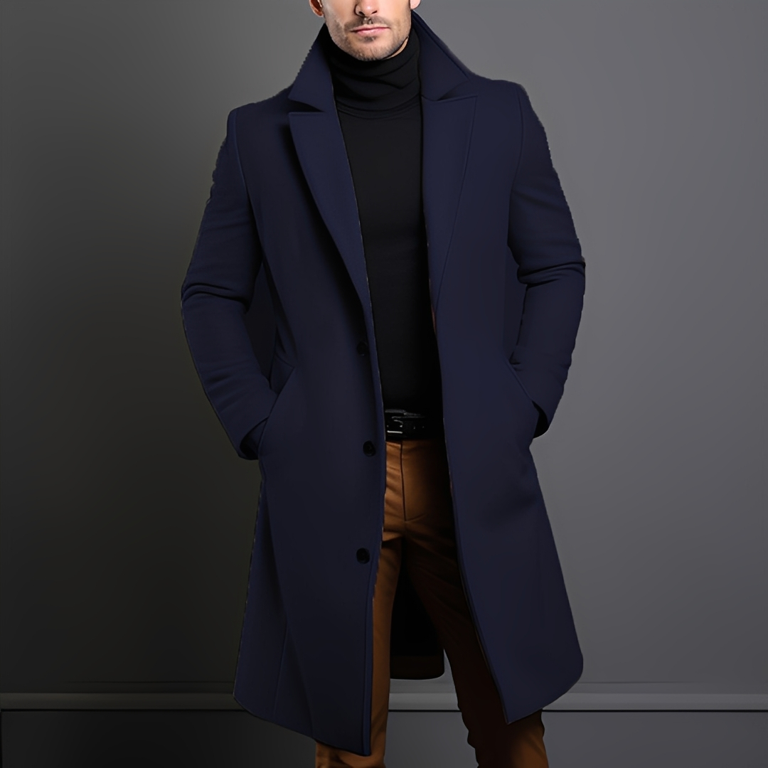 Kévin - Manteau long classique avec revers pour homme