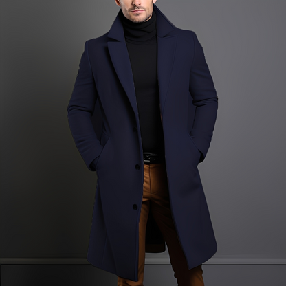 Kévin - Manteau long classique avec revers pour homme